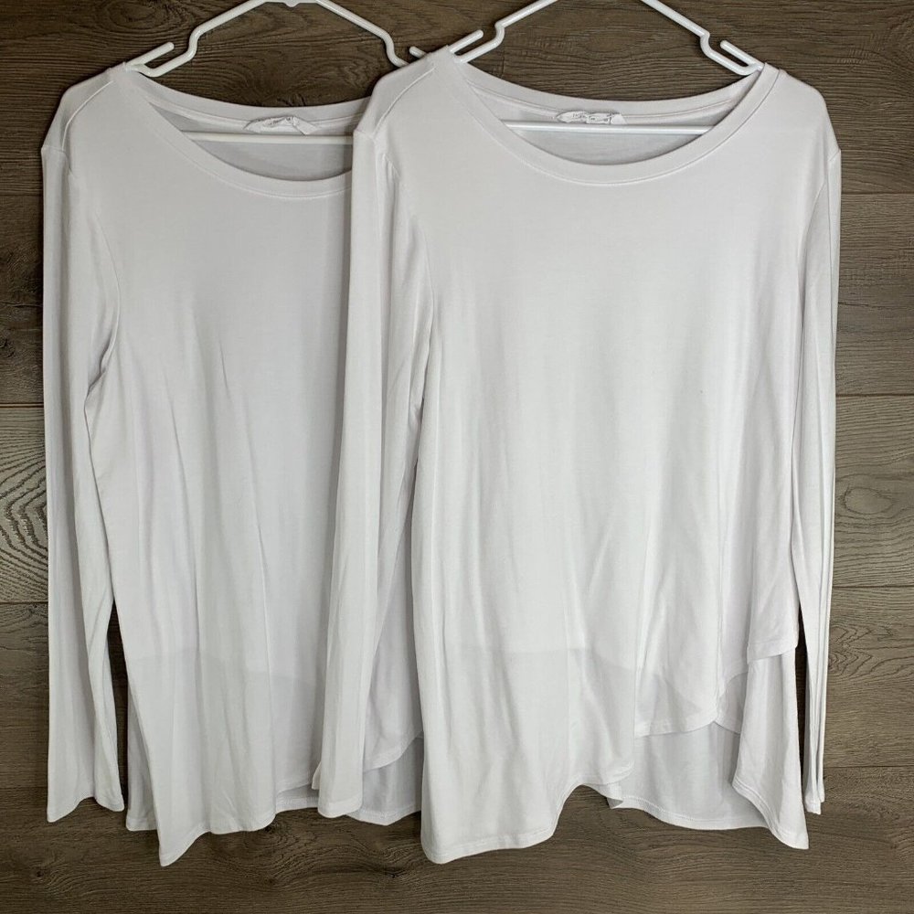 Members Mark Favorite Cross Front Tee, Women's L White Tee Shirt Soft, Lot of 2 - Picture 2 of 11